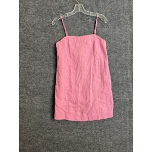 Madewell Womens Mini Dress Size 2 Pink Linen Sleeveless Preppy Pockets